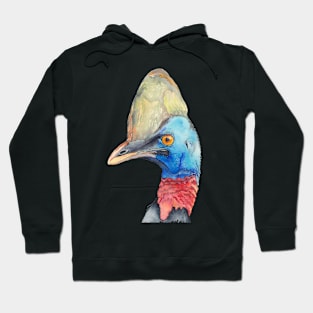 Cassowary - Australian flightless bird watercolour Hoodie